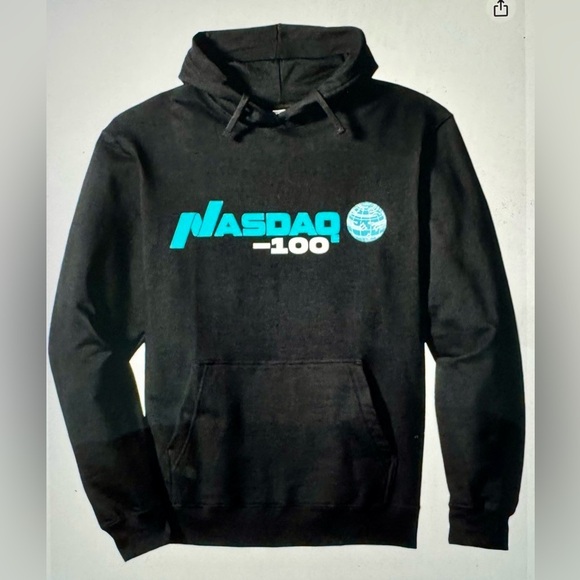 NWT Nasdaq 100 Companies Pullover Hoodie Black X-Large Unisex - Picture 1 of 7